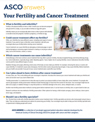 ASCO Answers: Your Fertility and Cancer Treatment