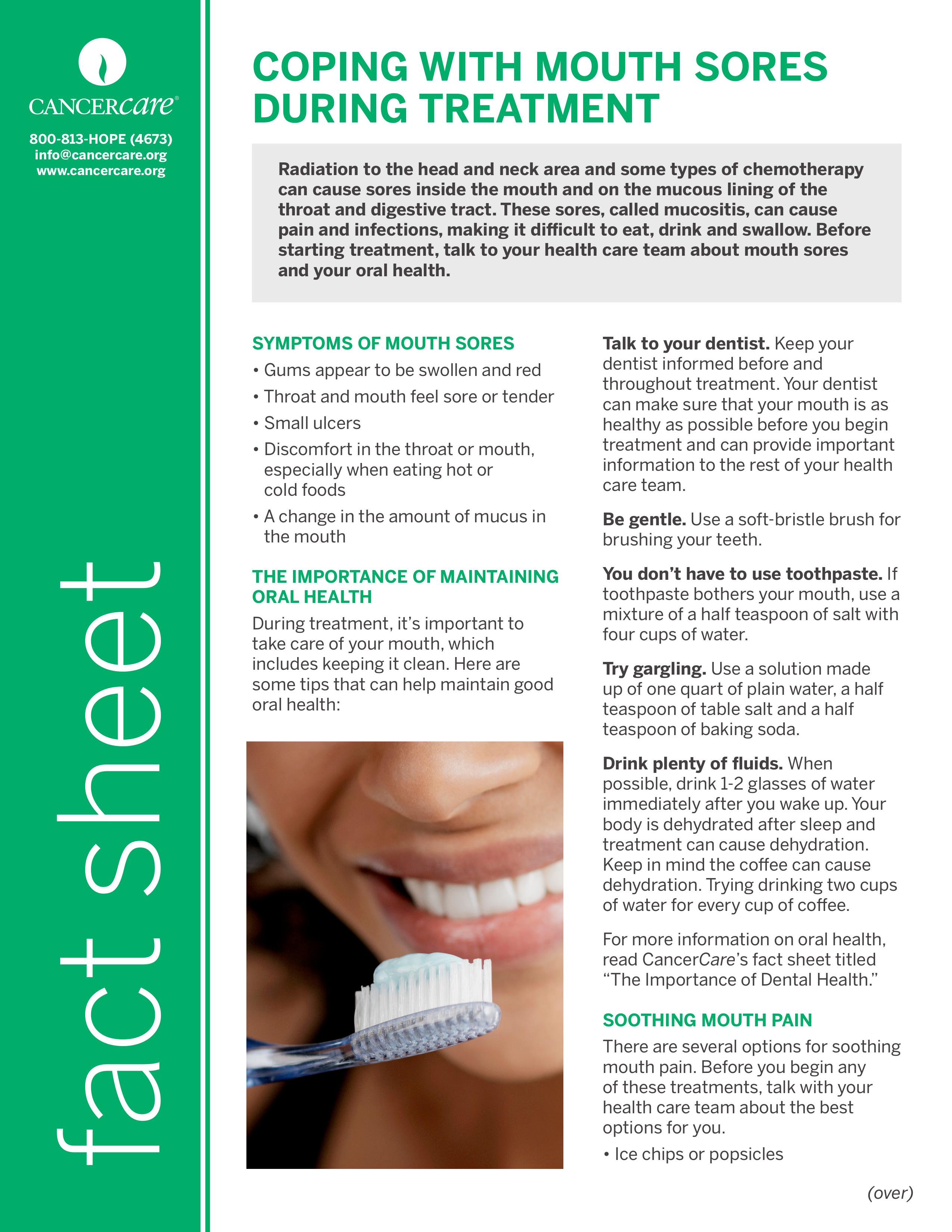 Coping With Mouth Sores During Treatment